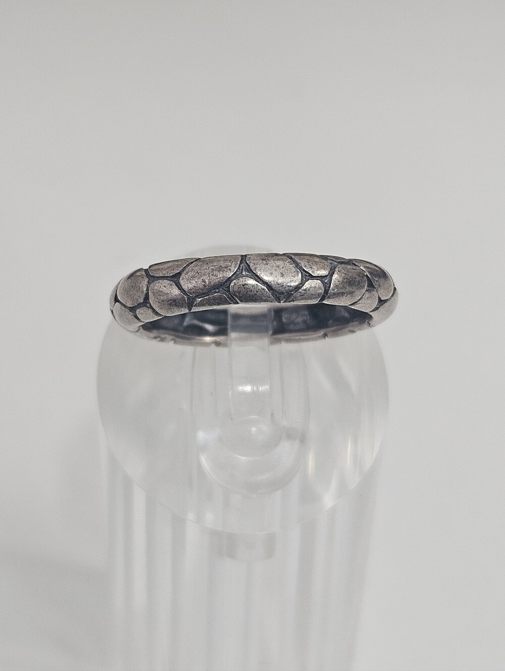 925 Kali Pebble Sterling Silver Ring Turtle Shell Band Size 7.75 US